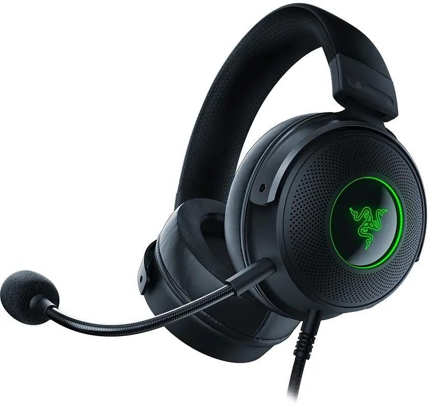 Гарнитура игровая Razer Kraken V3,  для компьютера и игровых консолей, мониторные,  проводные, черный [rz04-03770200-r3m1]